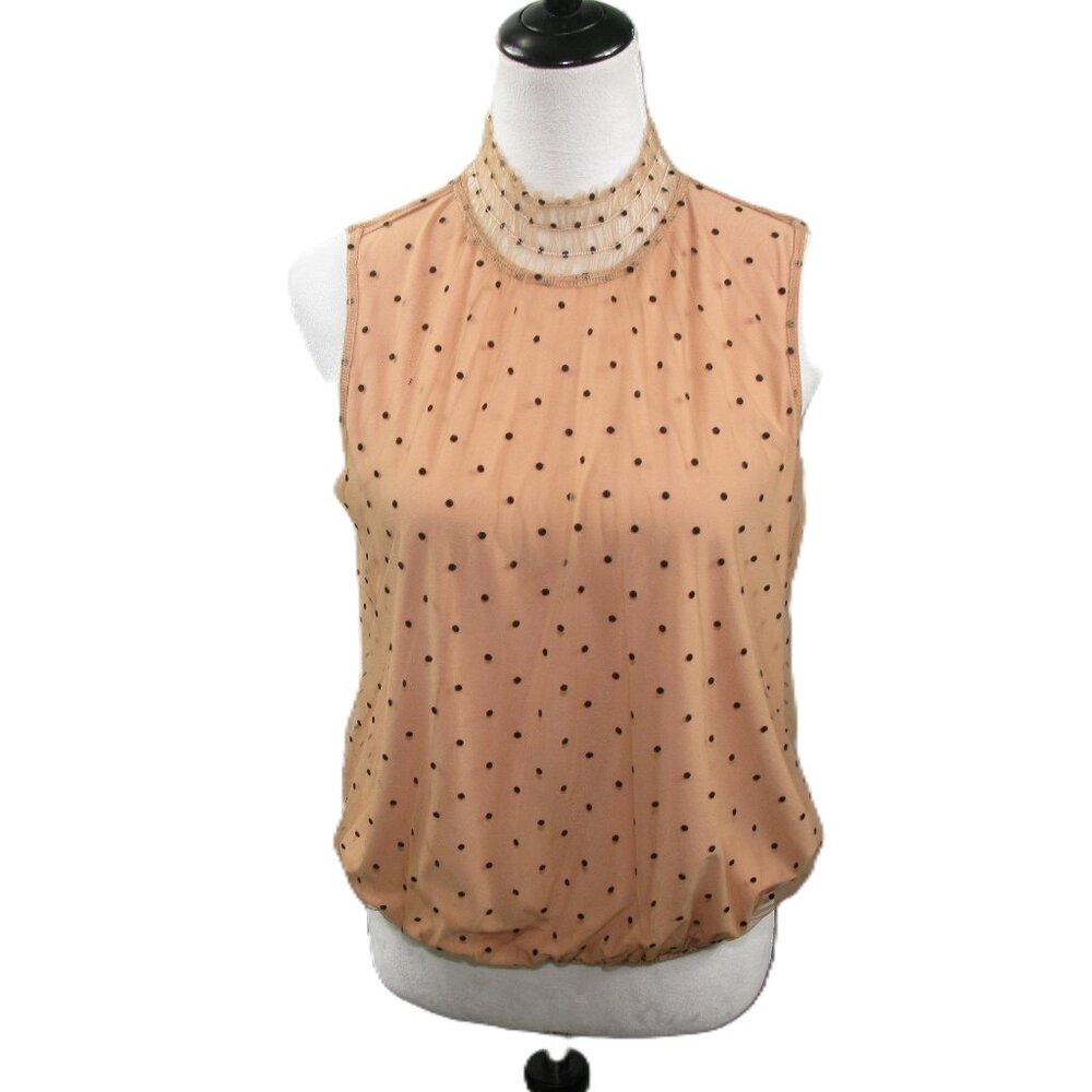 Banana Republic NWOT Tan/Black Sleeveless Tank Blouse Size Medium